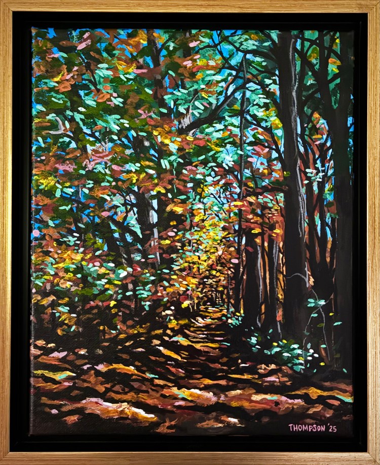 "Autumn Exploration I", 8x10", acrylic on canvas, 2025.